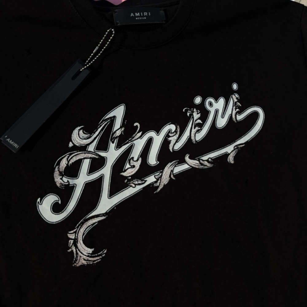 AMIRI Black and White Script Logo Tee